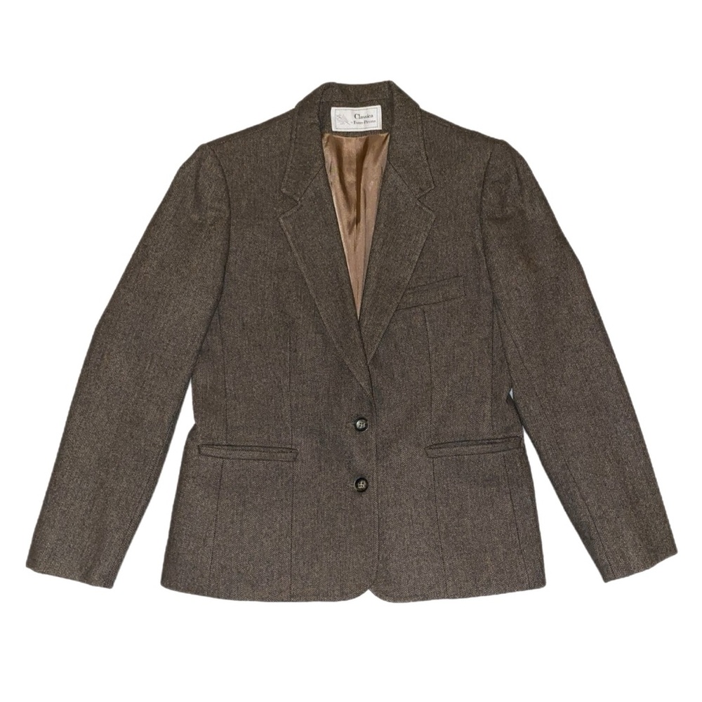 Classica by Evans-Picone vintage tan wool lined women’s size 8 blazer jacket